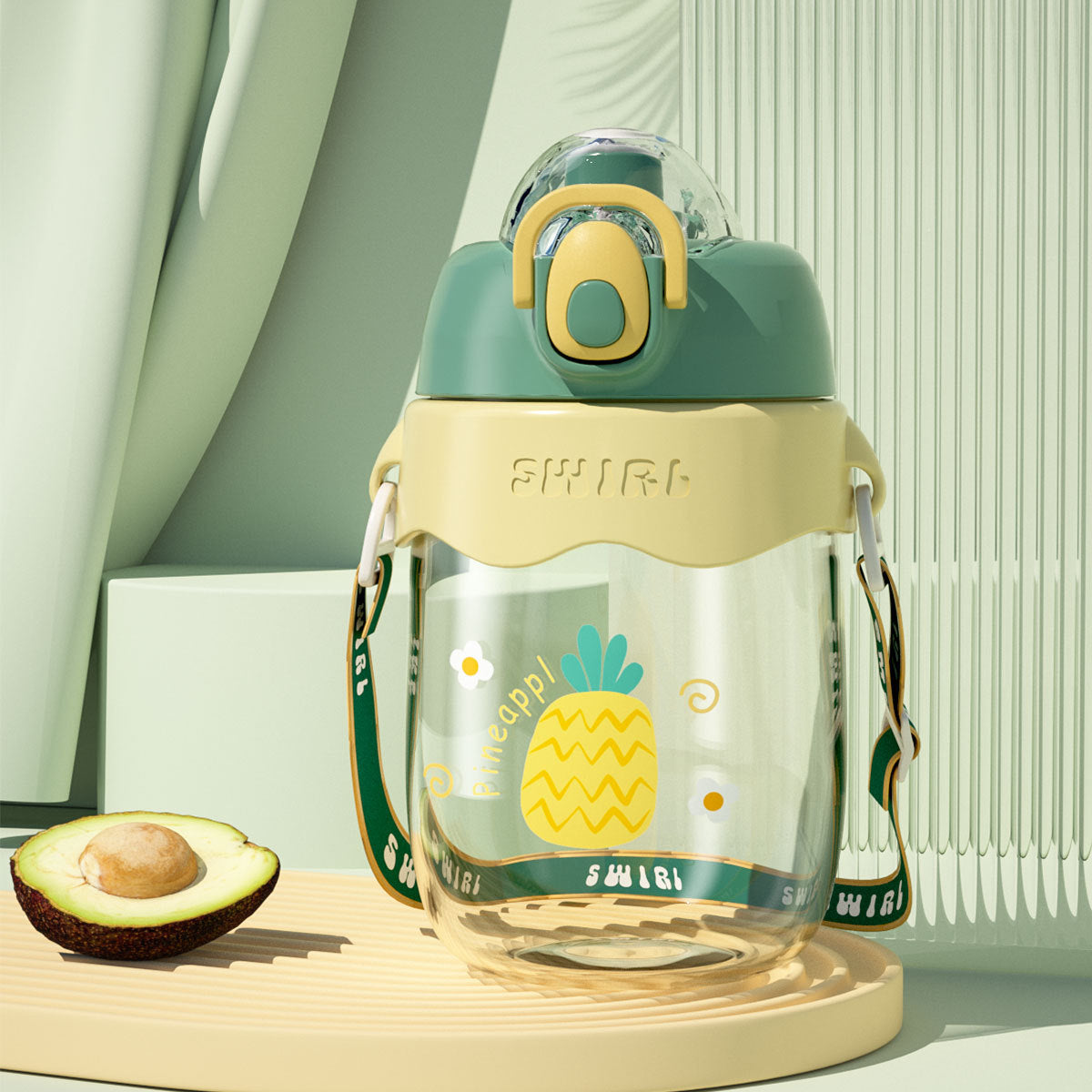 Portable Hydration Bottle with Frosted/Clear Finish & Strap