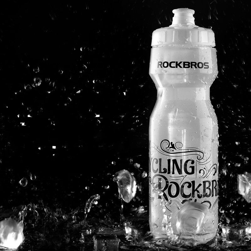 ROCKBROS Cycling Water Bottle - Translucent White with Stylish Graphic