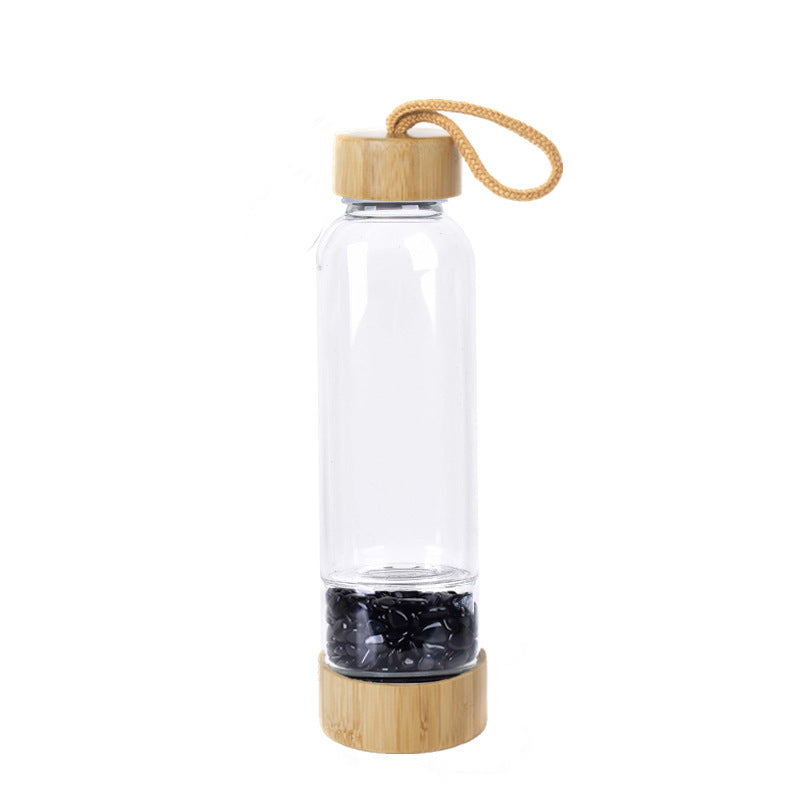 Turquoise Crystal Infused Water Bottle with Bamboo Accents