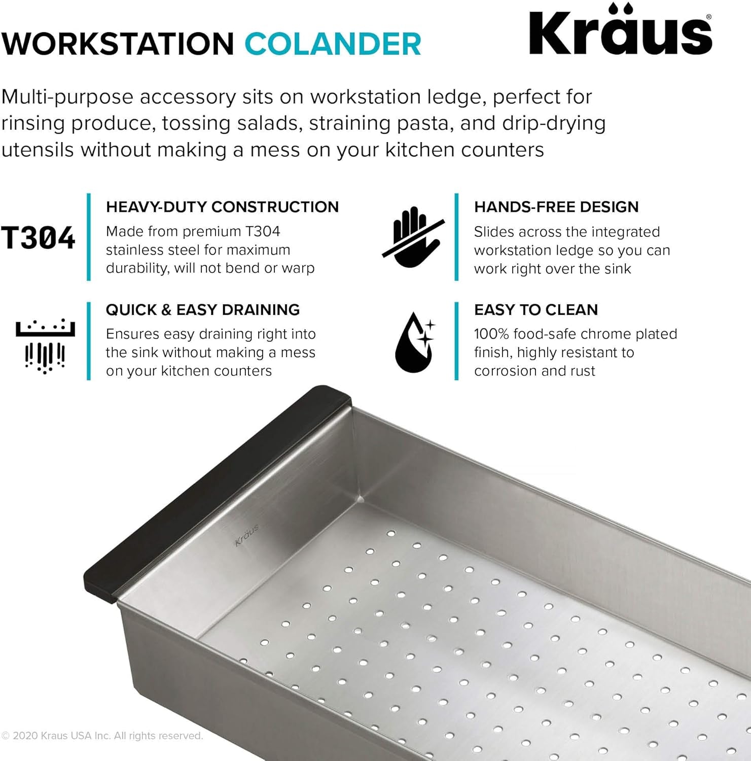 Stainless Steel Colander for Workstation Kitchen Sink, CS-6