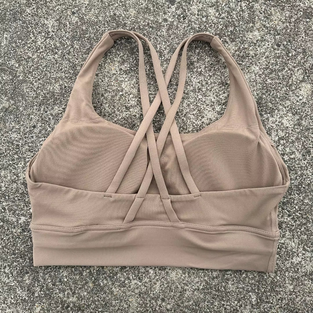 Solid Color Women Cross Back Fitness Top
