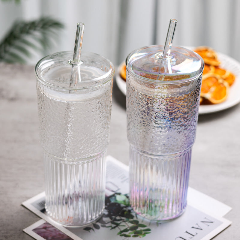Glass Straw Cup Glass With Lid Large Capacity Girls' Gifts Summer Juice Internet Celebrity Cool Drinks Cup