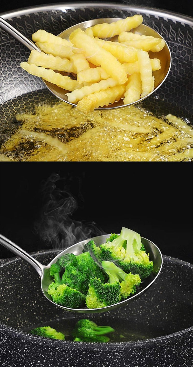 Stainless Steel Skimmer Slotted Spoon Colander Strainer Ladle for Cooking and Frying