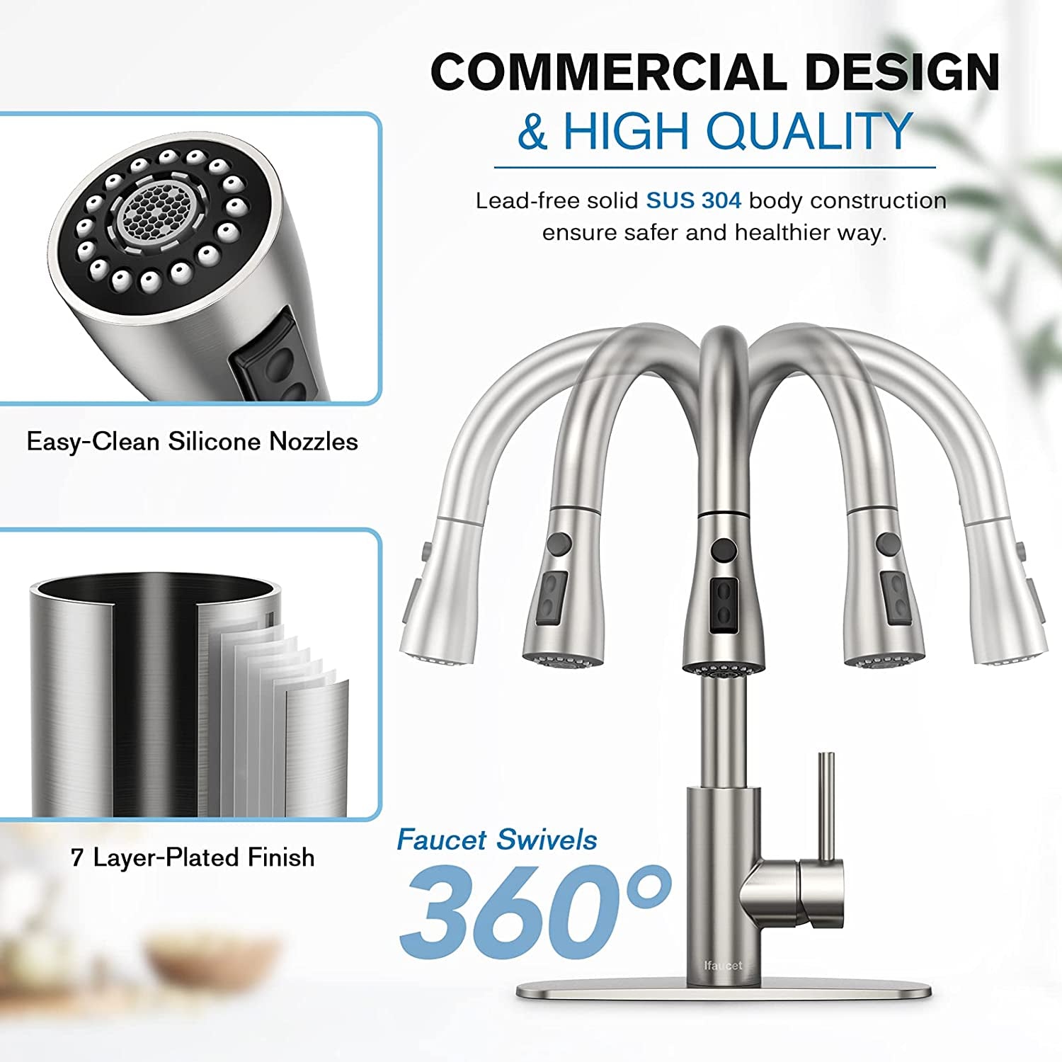 Kitchen Faucet with Pull down Sprayer, High Arc Single Handle Kitchen Sink