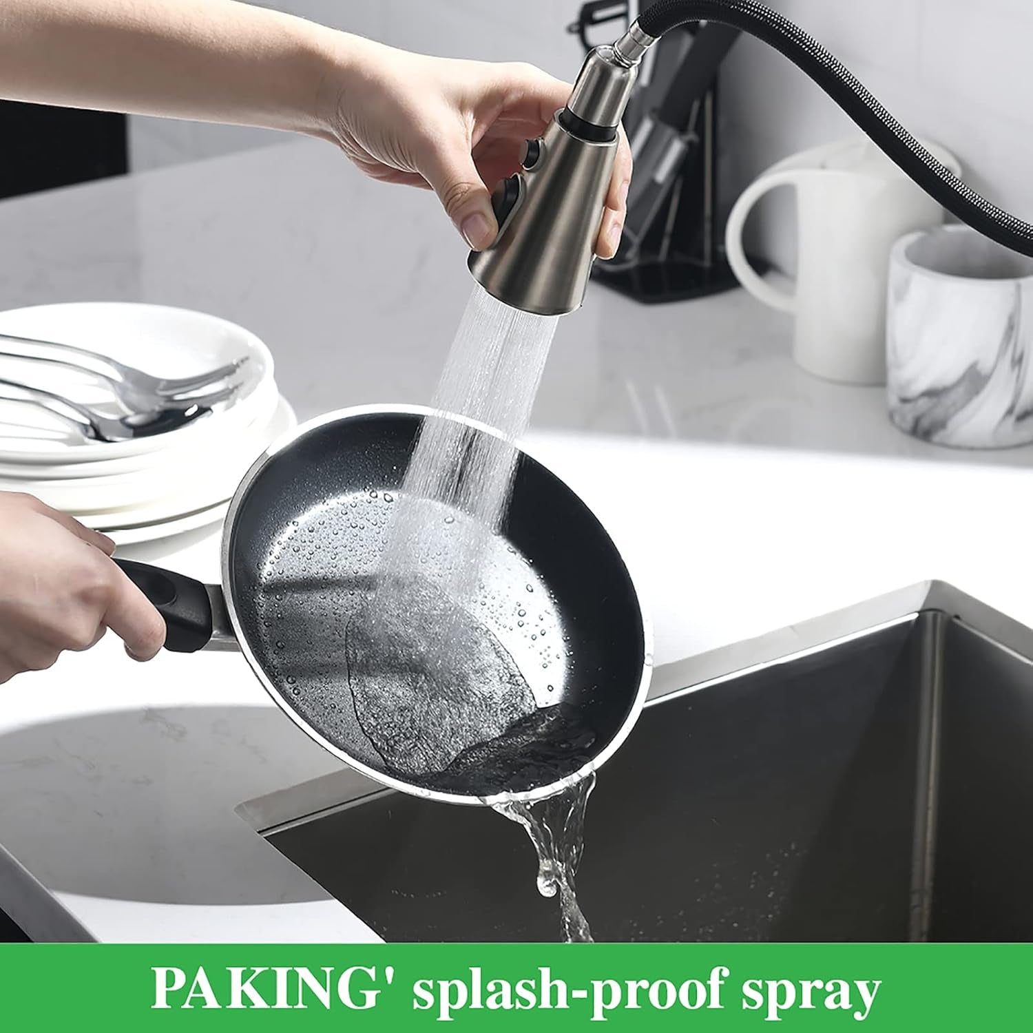 Kitchen Faucets, Kitchen Sink Faucet with Splash-Proof Sprayer