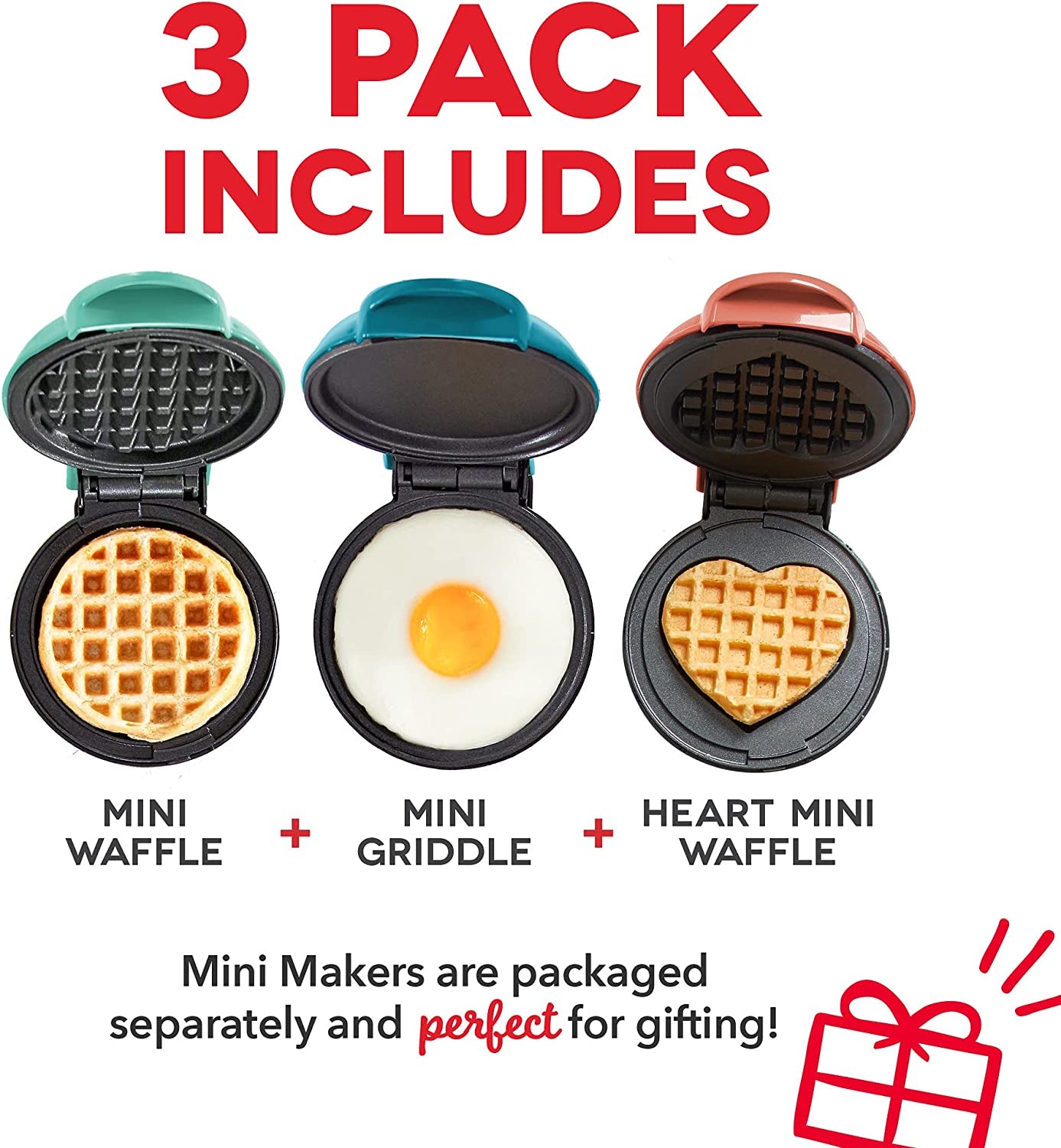 Mini Maker 3-Pack Gift Set – Waffle Makers & Griddle