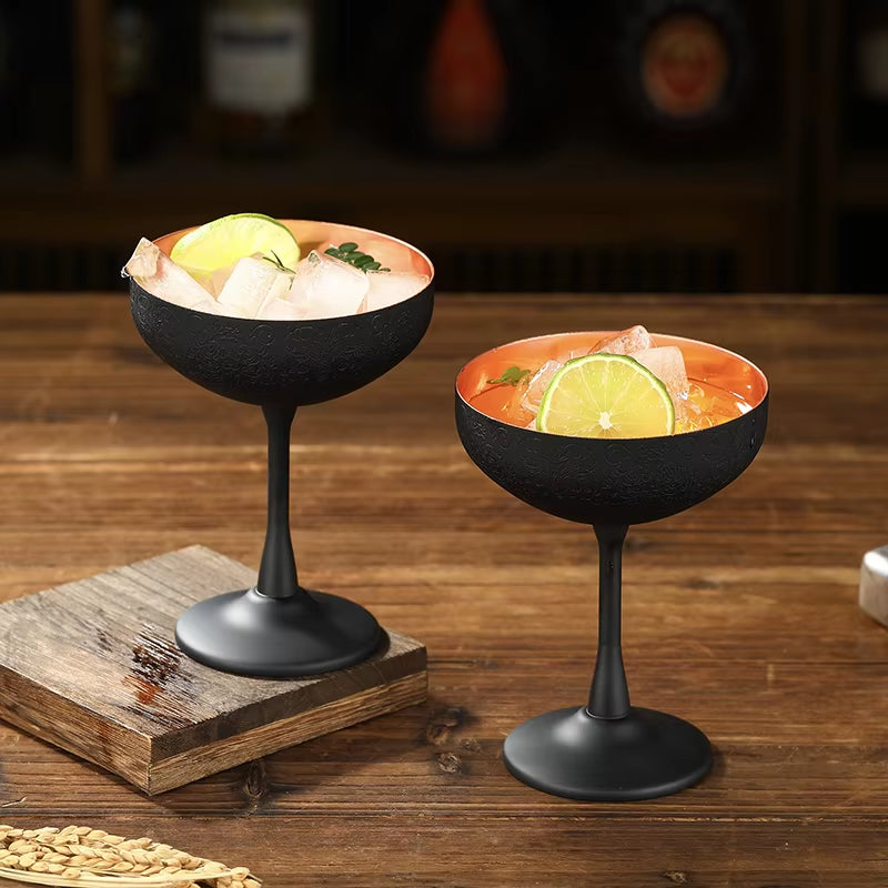 Stainless Steel Coupe Glasses, Martini Cocktail Glasses