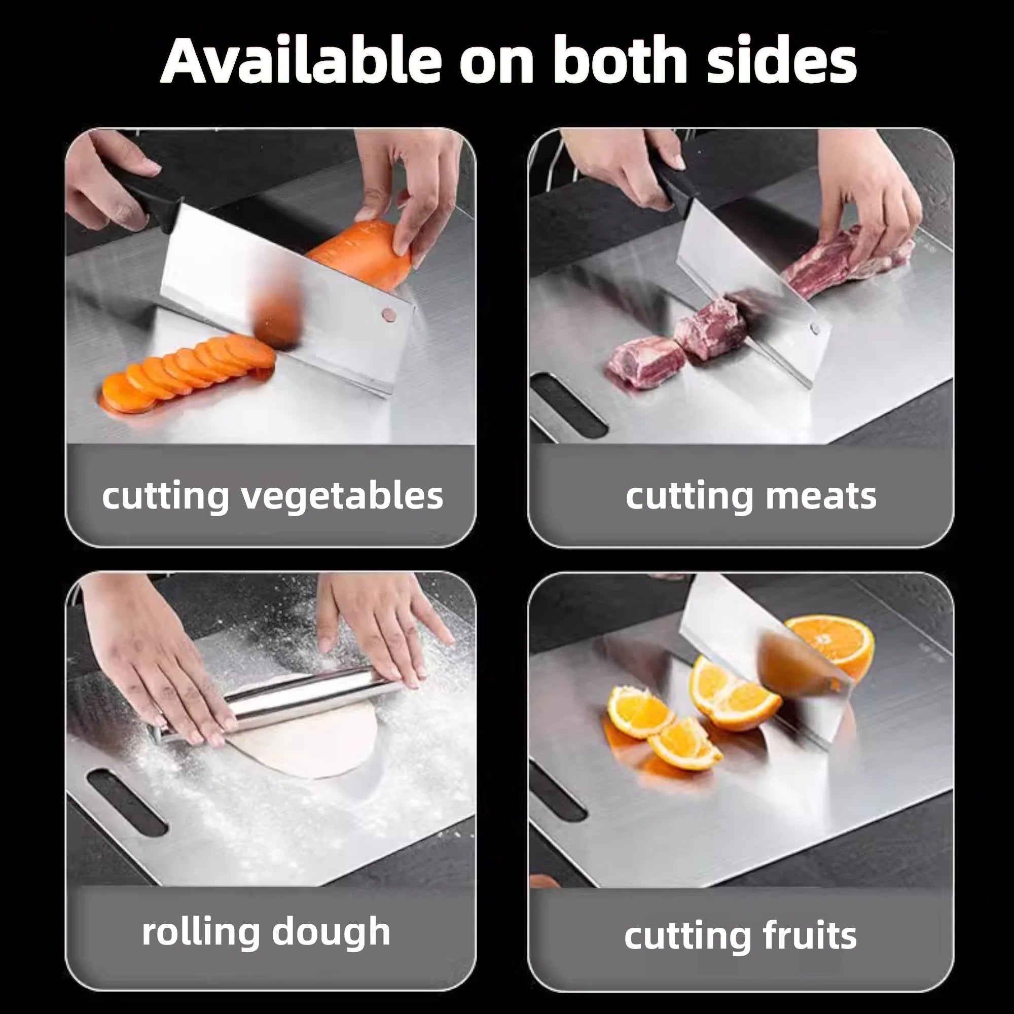 Stainless Steel Cutting Board, Double-Sided Food Grade Cutting Board