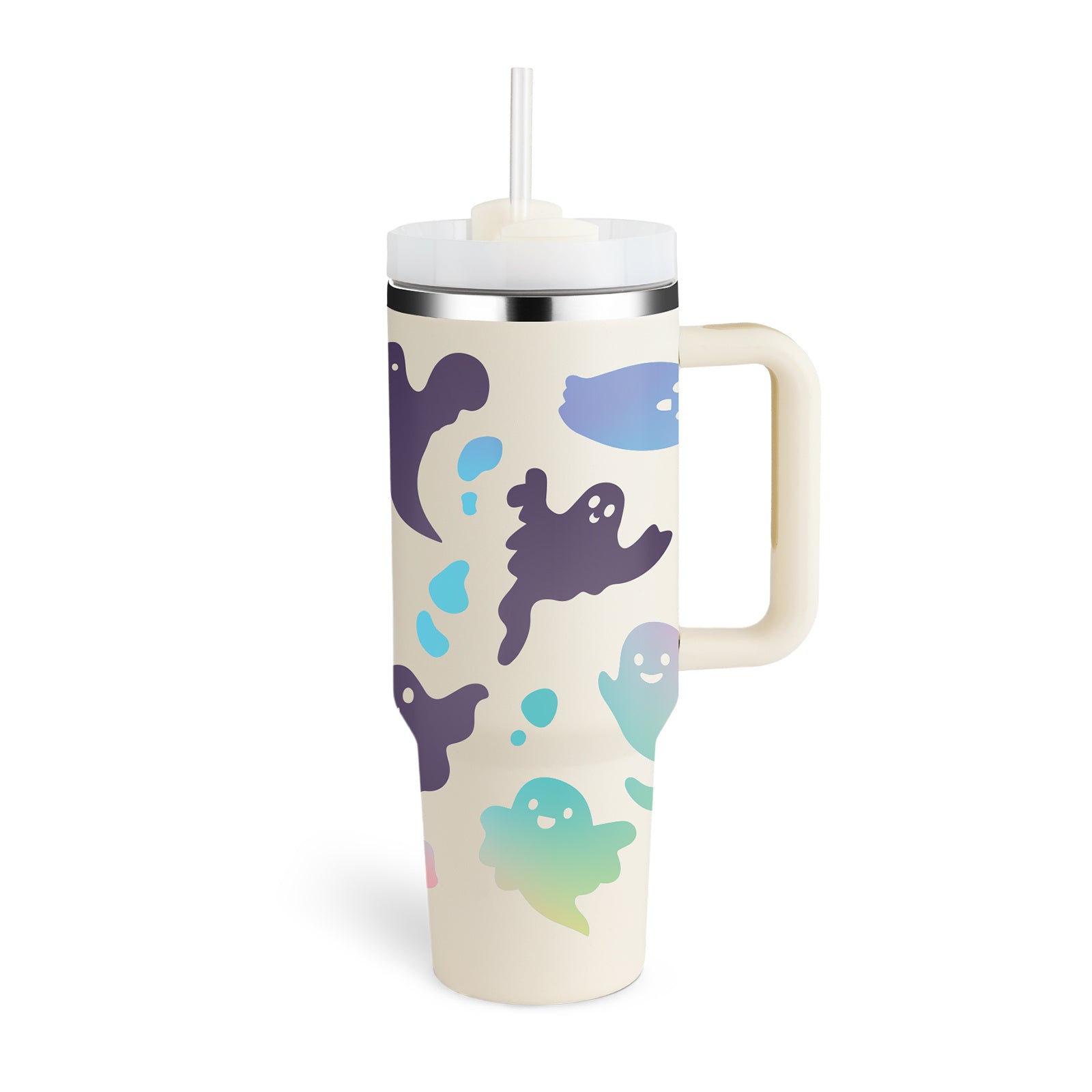 Tumbler With Handle Straw Insulated Stainless Steel