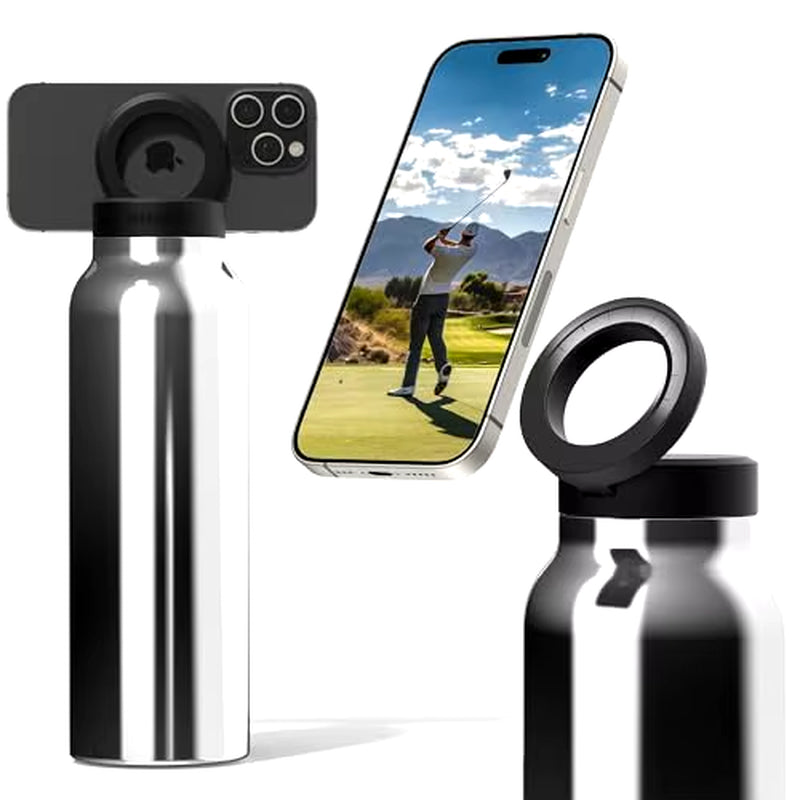 Insulated Stainless Steel Water Bottle with Magnetic Phone Tripod
