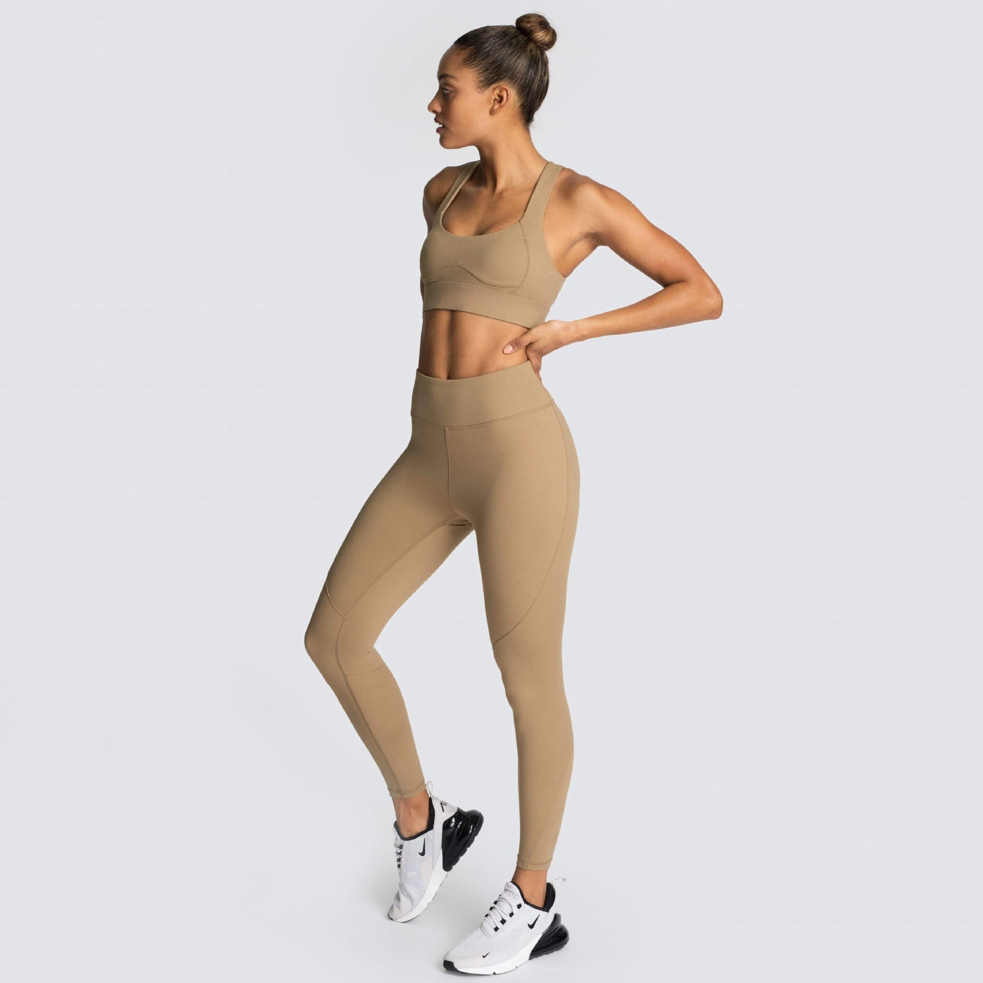 Women's Back Buckle Solid Yoga Fitness Suit