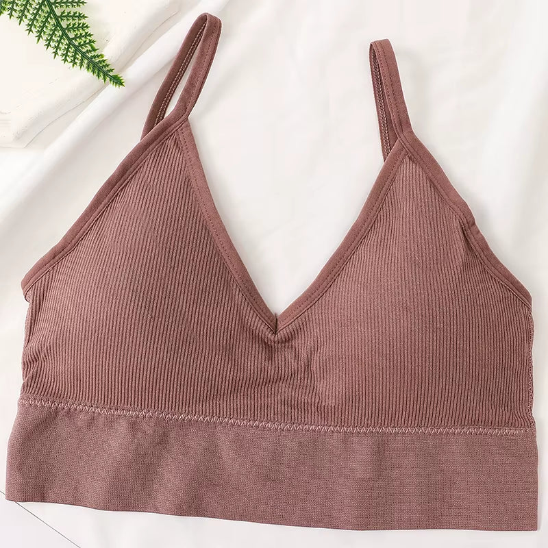 Women Crop Top Seamless Tube Top Underwear Low Back Bra Sports Fitness Top Streetwear Tank Bandeau Lingerie Removable Pad