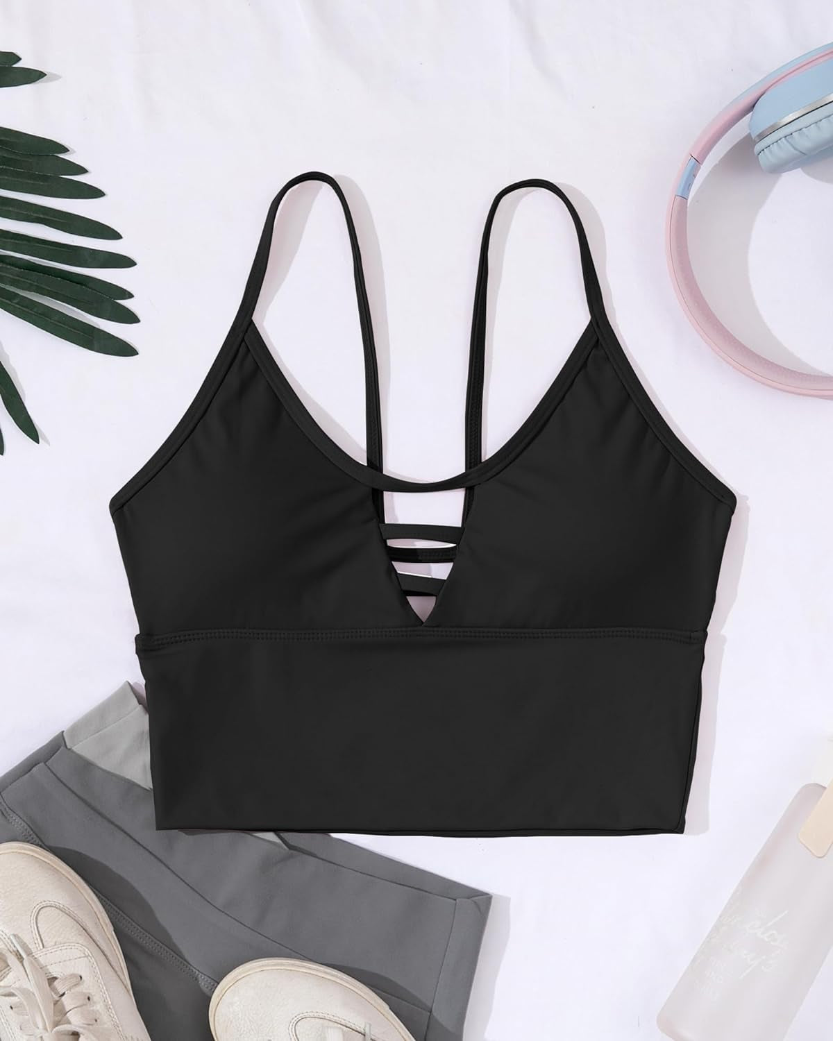 Fitness Top for Women High Support Strappy Built in Bra Padded