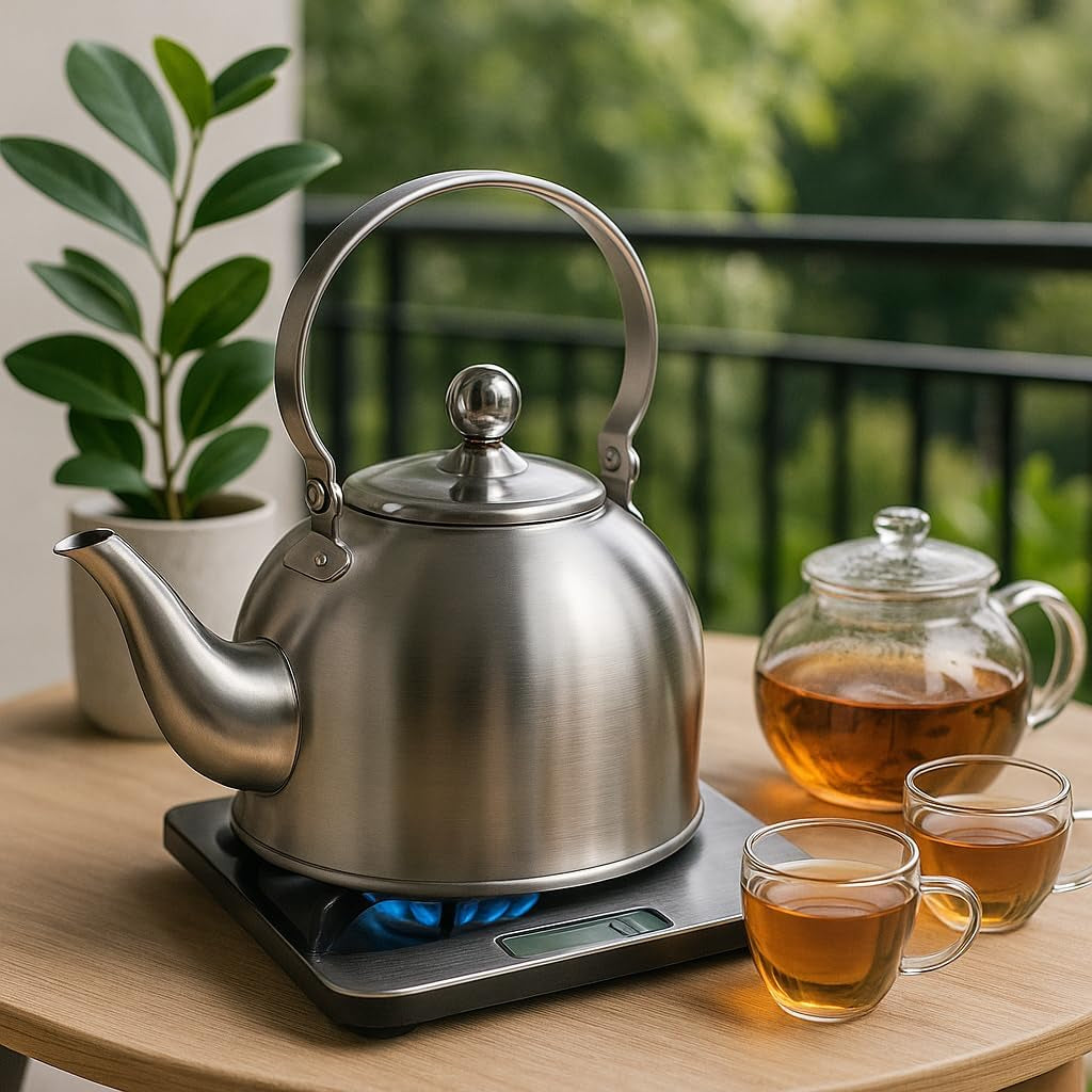 1.0 Qt Stainless Stee with Removable Infuser Basket, Compact, Durable Loose-Leaf Brewer with Flip Spout Cover, Sleek Tableware Gift