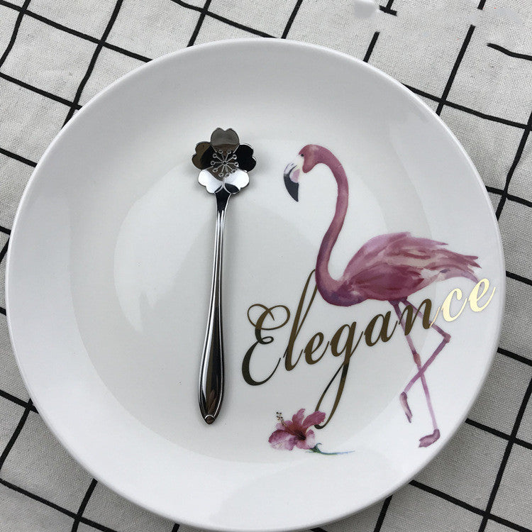 Stainless Steel Creative Coffee & Dessert Spoon – Leaf, Rose, and Cherry Blossom Design