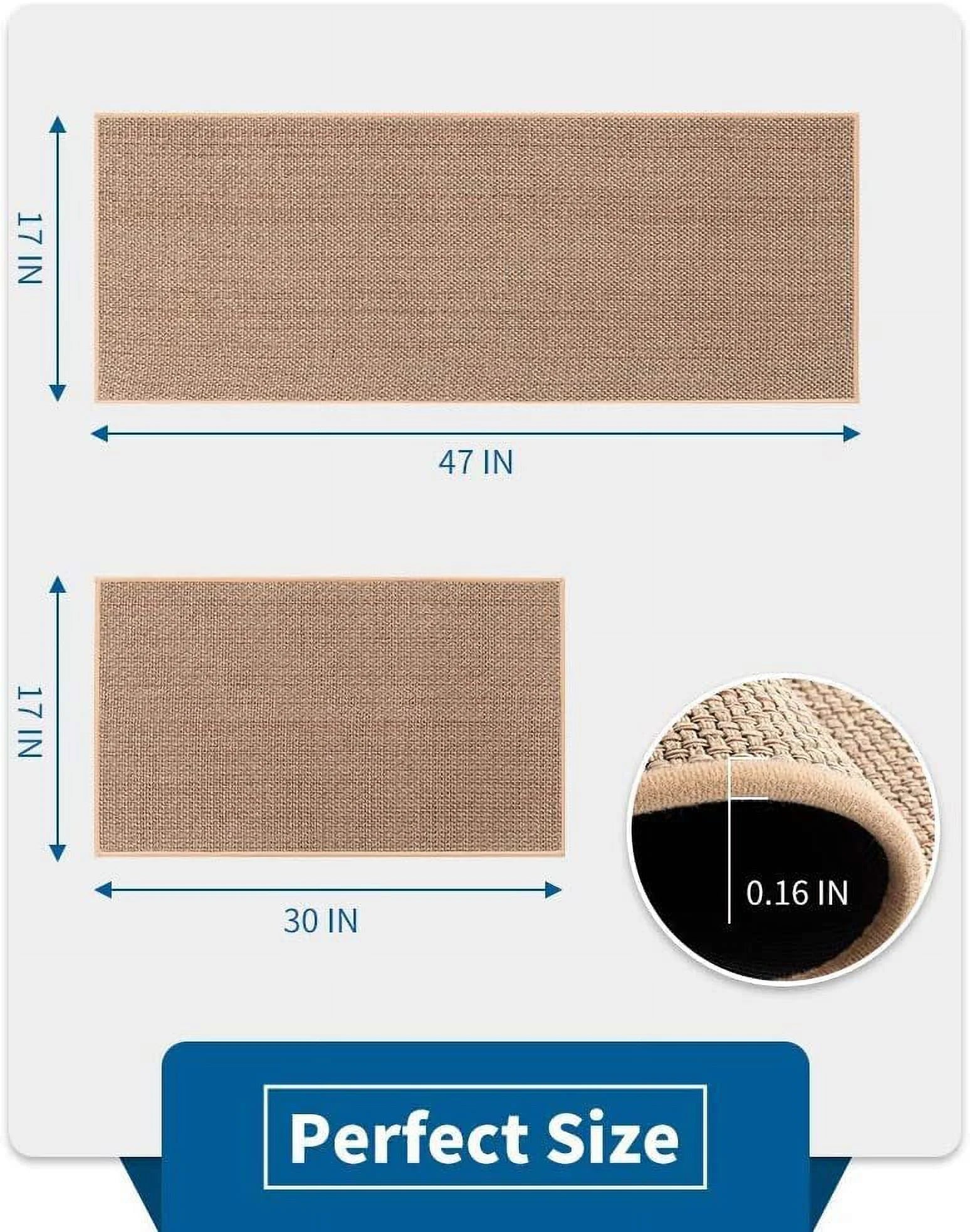 Non-Slip Kitchen Mat Set 2PCS Washable Rugs – 17"x30" + 17"x47" Floor Runner for Sink, Laundry, Hallway – Oats Beige