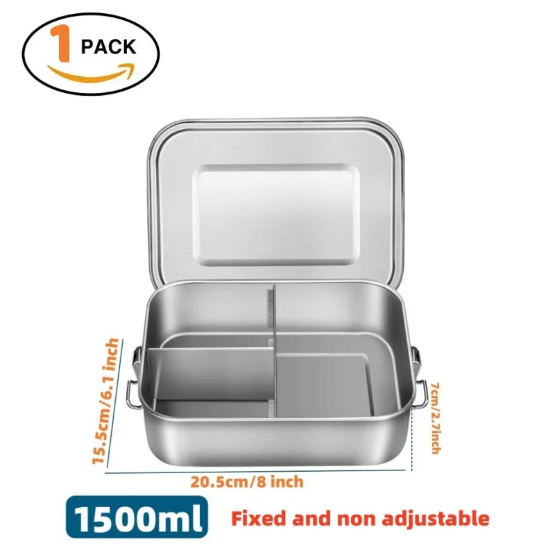 Bento Lunch Box Adults, Stainless Steel Airtight Lunchbox Food Taper Meal Prep, BPA-Free