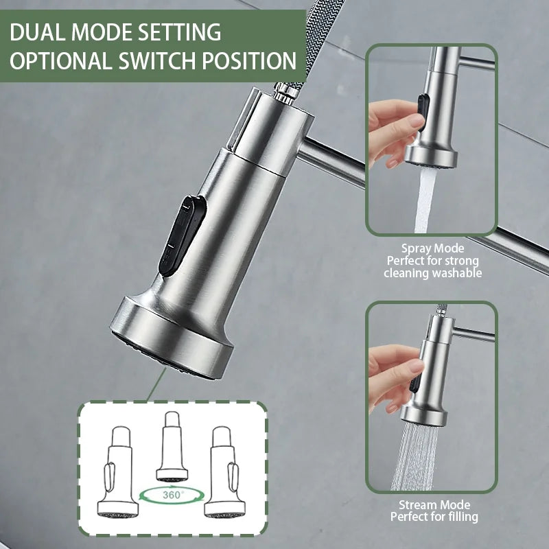 Kitchen Faucets with Pull down Sprayer Stainless Steel Single Hole Brushed Nickel