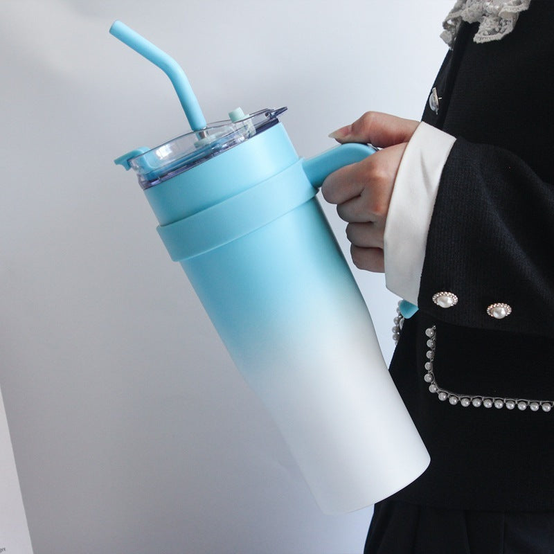 Elegant Glass Water Bottle with Straw and Easy-Grip Handle