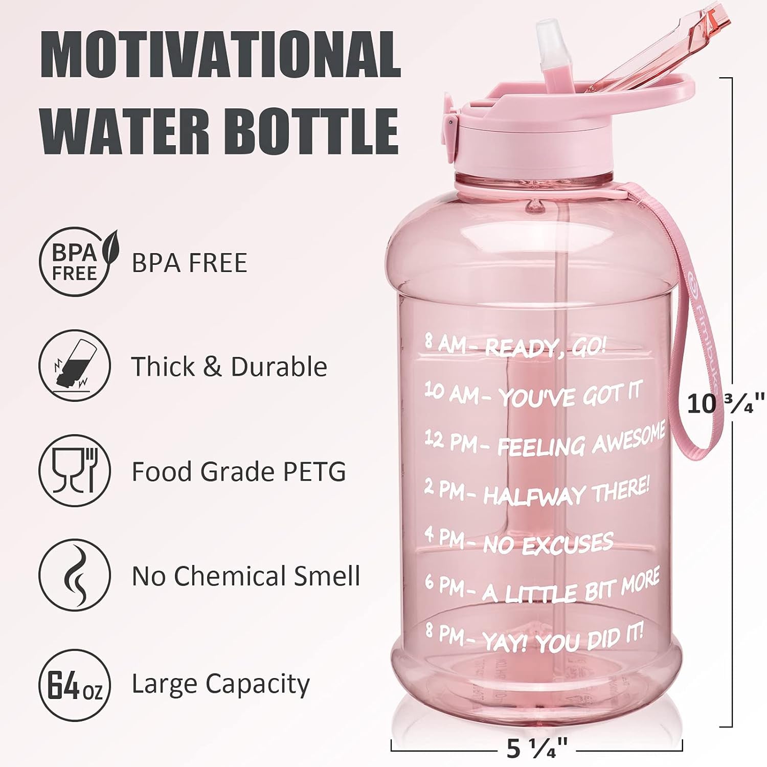 64oz Half Gallon Water Bottle with Sleeve