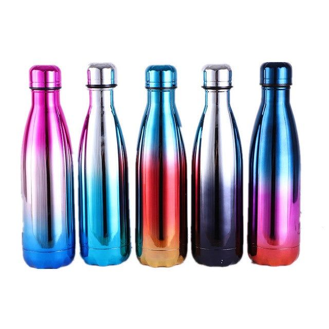Rainbow Gradient Stainless Steel Water Bottle: Stylish Insulation On the Go!