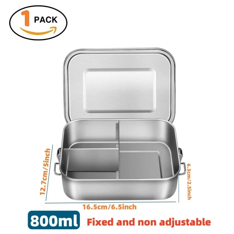 Bento Lunch Box Adults, Stainless Steel Airtight Lunchbox Food Taper Meal Prep, BPA-Free