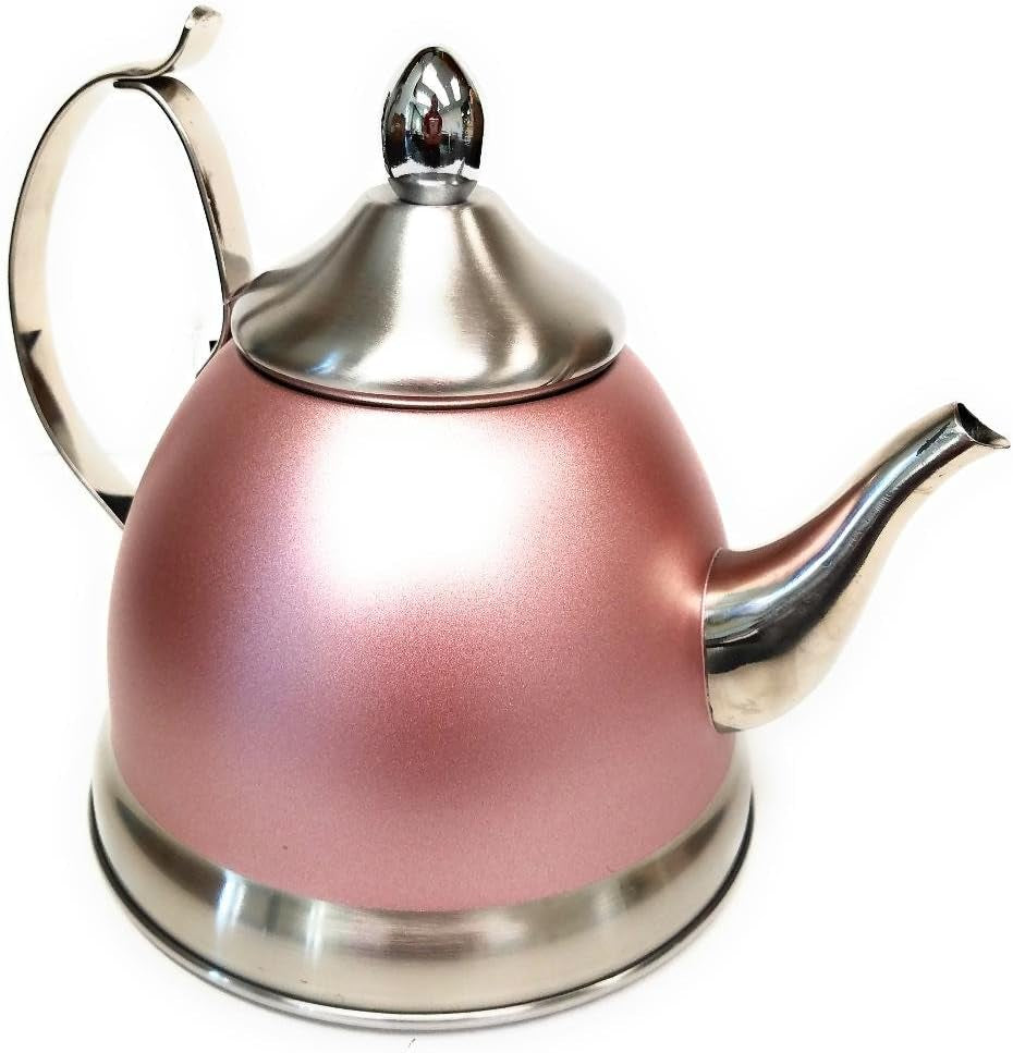 1Qt Stainless Steel Tea Kettle with Removable Infuser Basket, Rose Gold