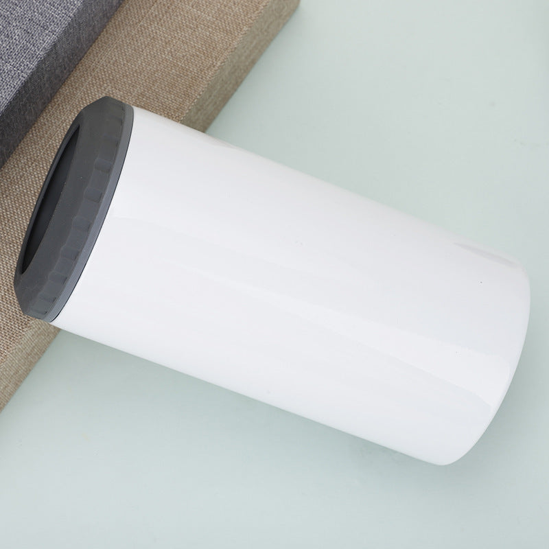 Stainless Steel Insulated Can Cooler with Dual Lid