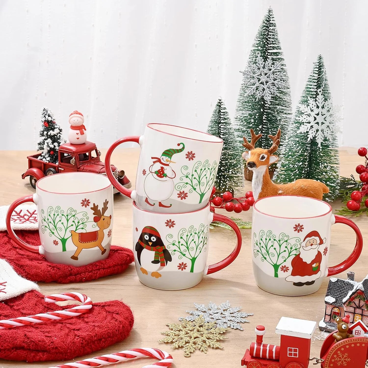 11 Fl Oz White Ceramic Mugs Christmas Gifts