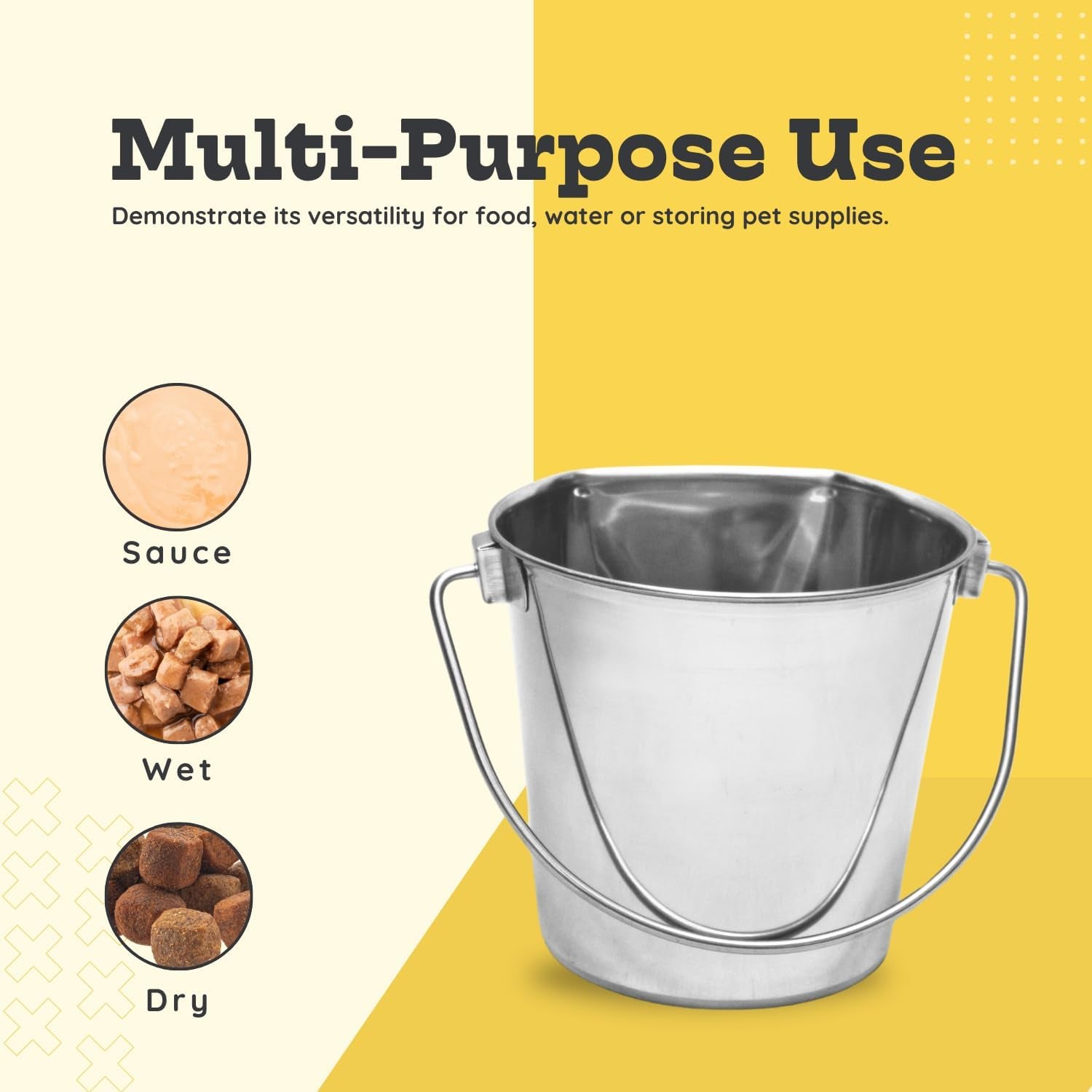 2 Quart Stainless Steel Flat Side Bucket Heavy Duty Multipurpose Bucket