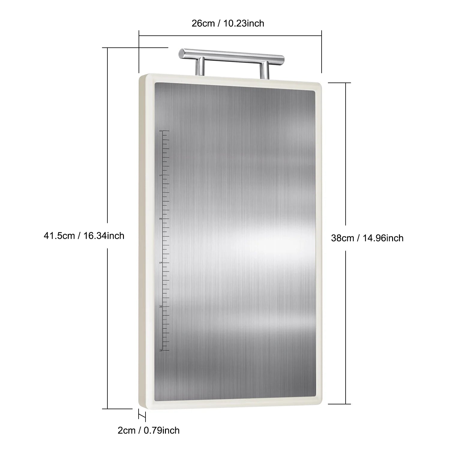 Stainless Steel Cutting Board: 16X10 Inch Double-Sided, PP Chopping Boards with Stainless Steel Handles