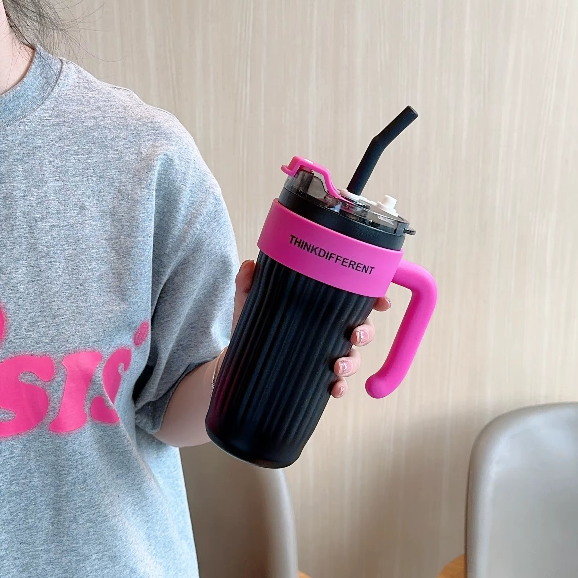 860ML Stainless Steel Car Tumbler with Straw Car