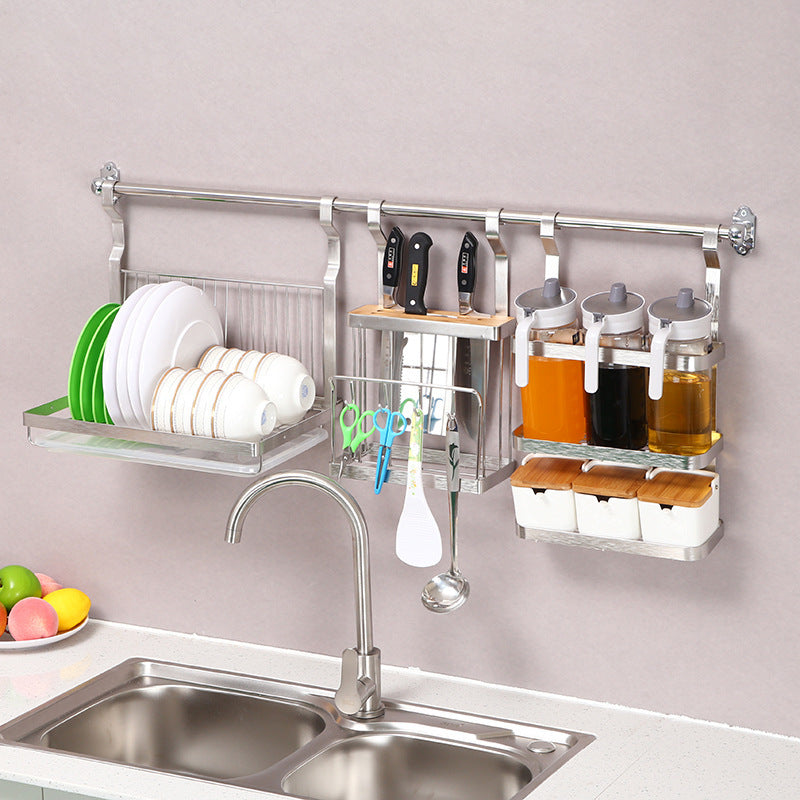 Stainless Steel Kitchen Organizer – Multifunction Dish Drying Rack & Wall-Mounted Storage Holder