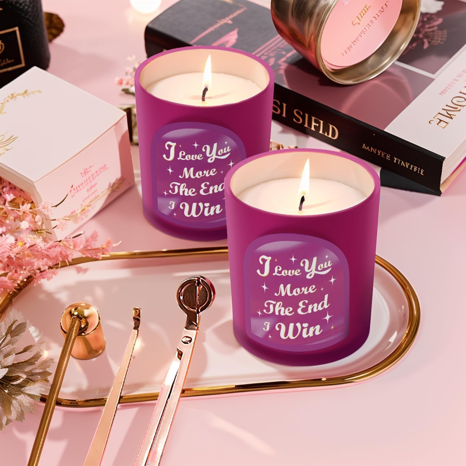 Scented Candles Gift for Women, Unique Birthday Gifts for Her, 100% Natural Soy Candle, Aromatherapy Candle for Girlfriend, Wife, Rose & Sandalwood Scented Candle, 10 Oz