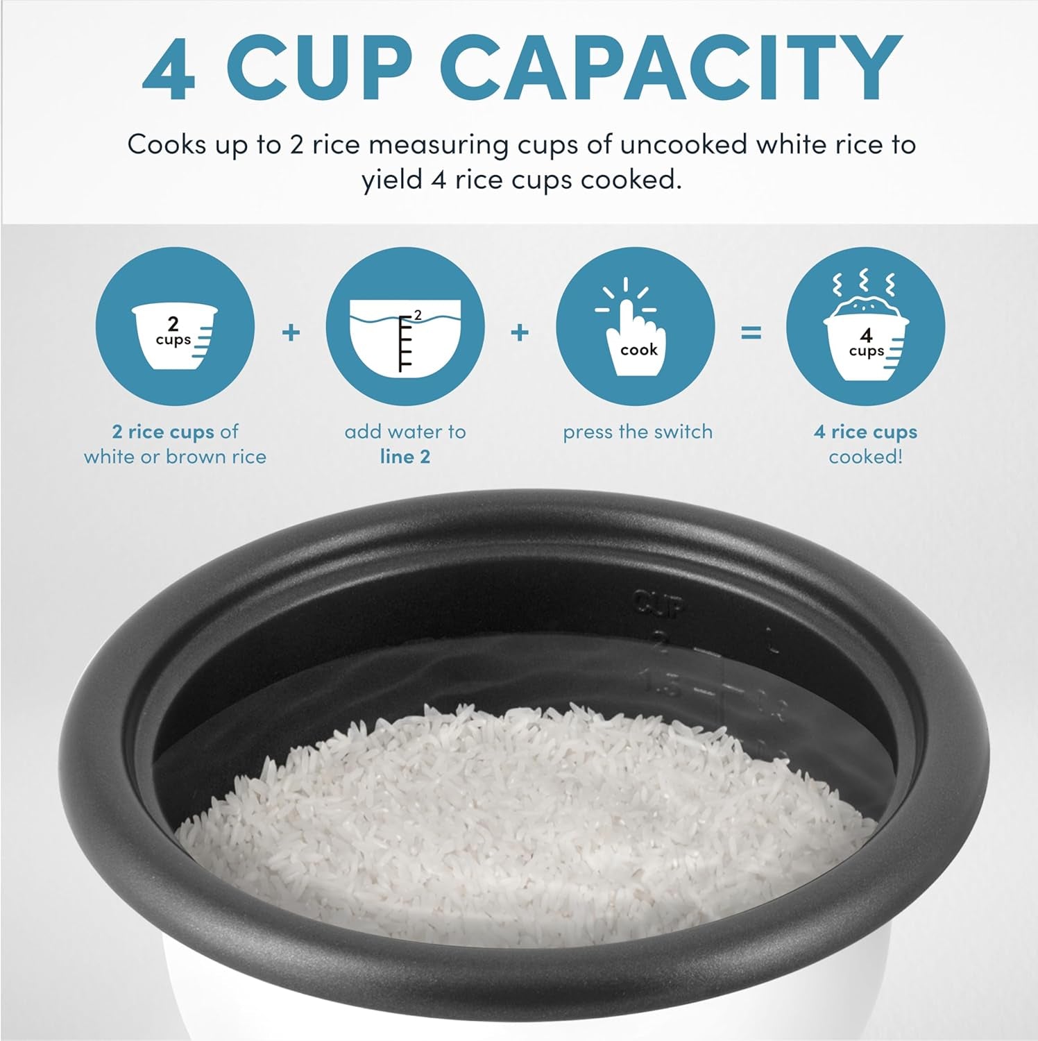 Housewares 4-Cups (Cooked) / 1Qt. Rice & Grain Cooker, Pink