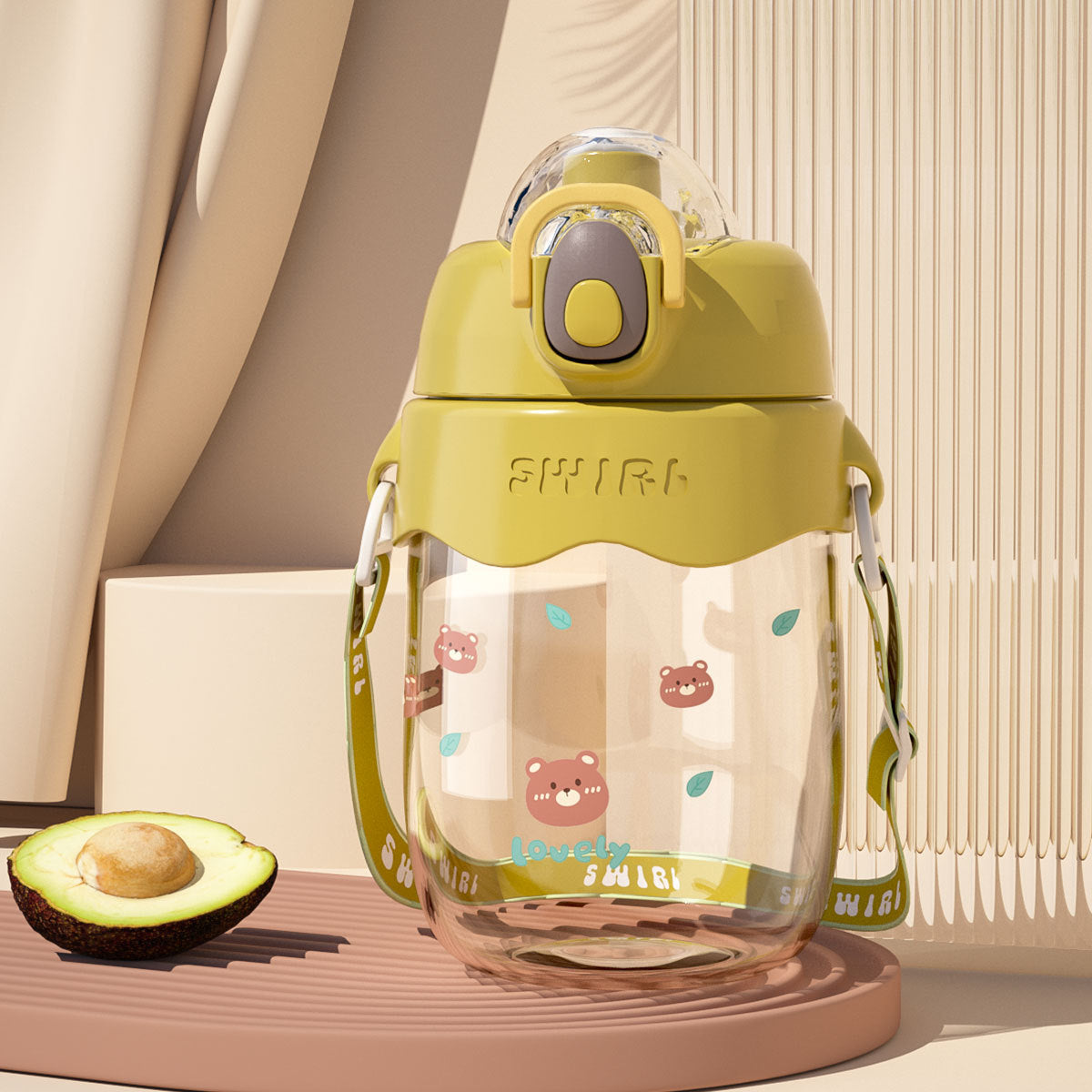 Portable Hydration Bottle with Frosted/Clear Finish & Strap