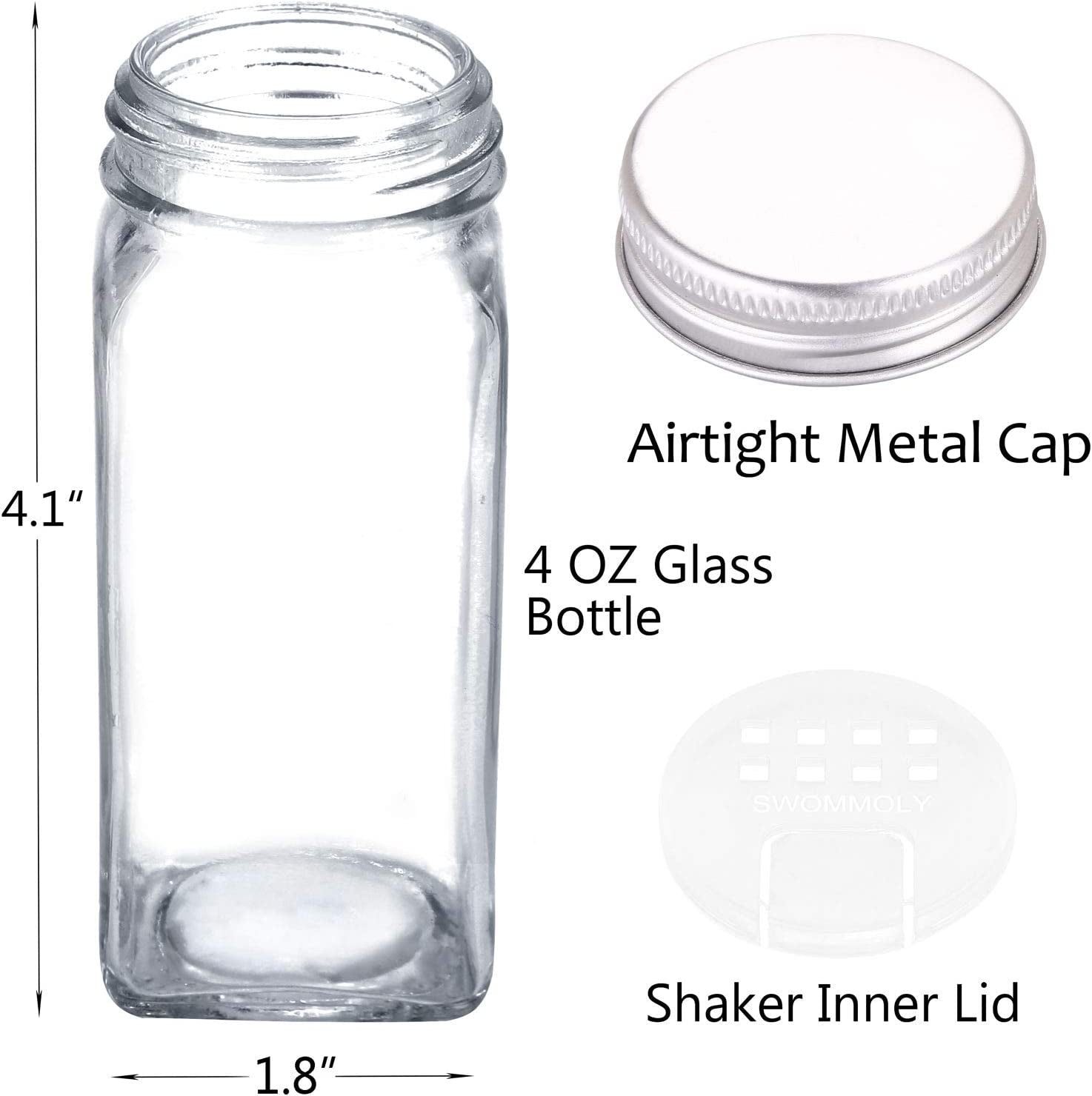 3-Tier Spice Rack Organizer with 24 Glass Jars & 396 Labels