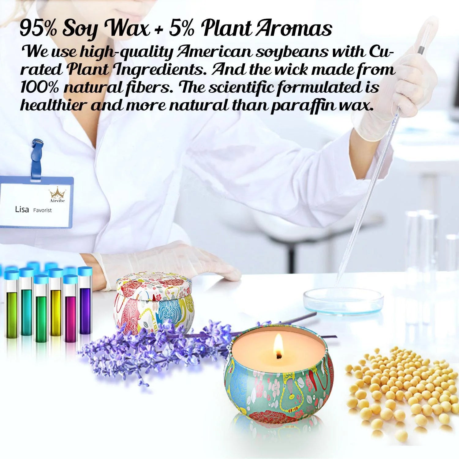 Scented Candles Gift Set, Aromatherapy Candles Gifts for Women, Lavender, Vanilla, Lemon, Jasmine, Natural Soy Wax Portable Travel Tin Candle,4 X 4.4 Oz
