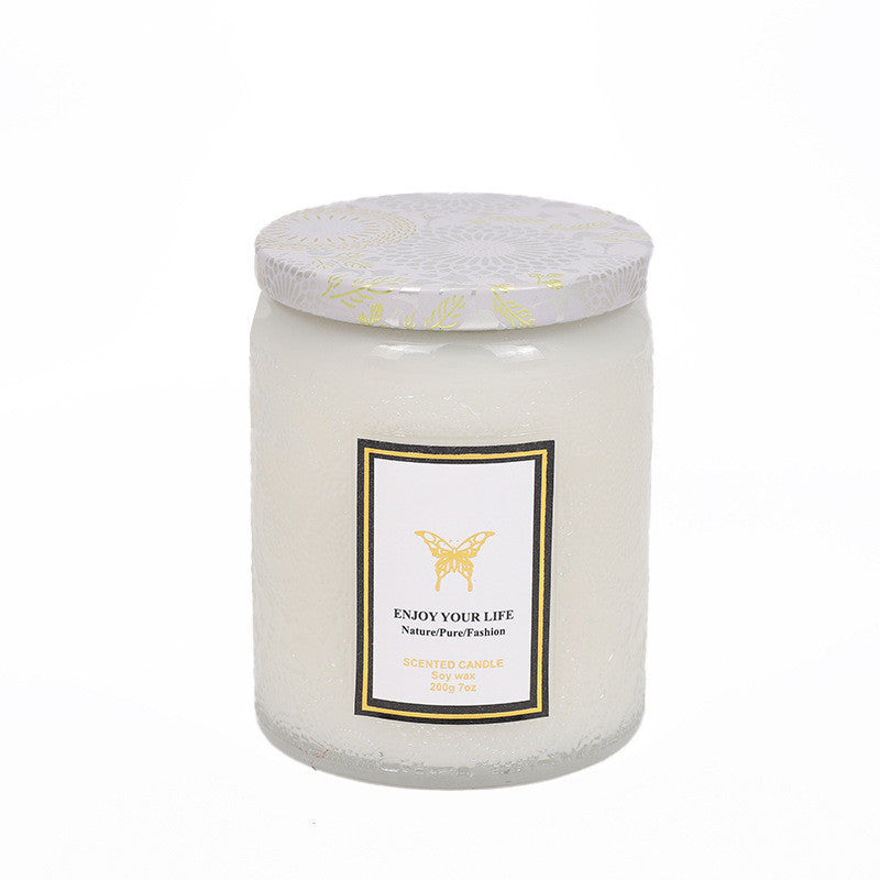 "Enjoy Your Life" Vibrant Scented Candles in Decorative Glass Jars