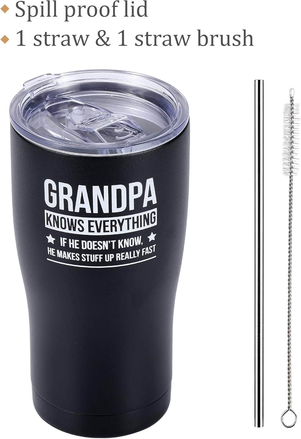 Grandpa Knows Everything, Grandpa Birthday, Best Grandpa Tumbler 20Oz (Black)