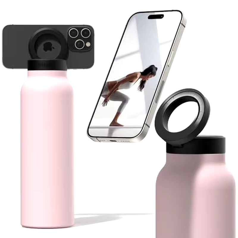 Insulated Stainless Steel Water Bottle with Magnetic Phone Tripod