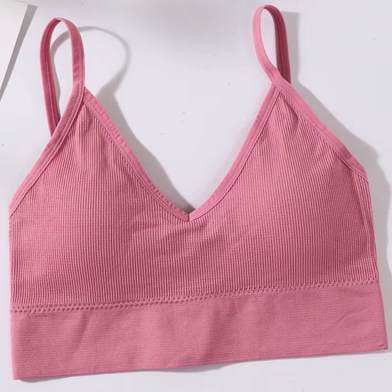Women Crop Top Seamless Tube Top Underwear Low Back Bra Sports Fitness Top Streetwear Tank Bandeau Lingerie Removable Pad