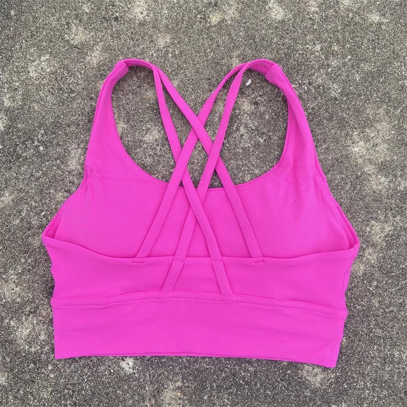 Solid Color Women Cross Back Fitness Top