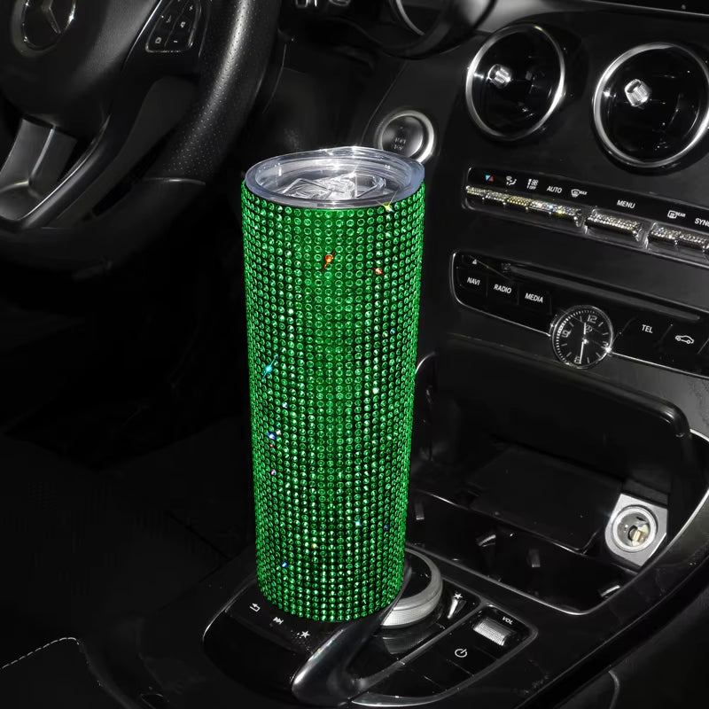 20 oz. Sparkling Diamond Stainless Steel Tumbler Cup with Lid and Straw
