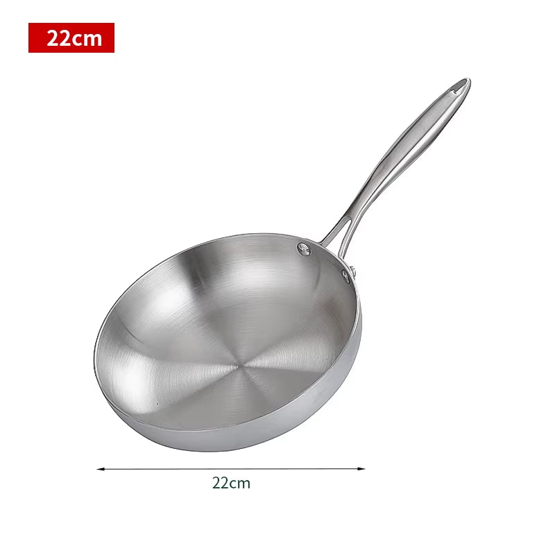 304 Stainless Steel Frying Pan Nonstick Kitchen Cookware for Gas Stove and Induction Cooker