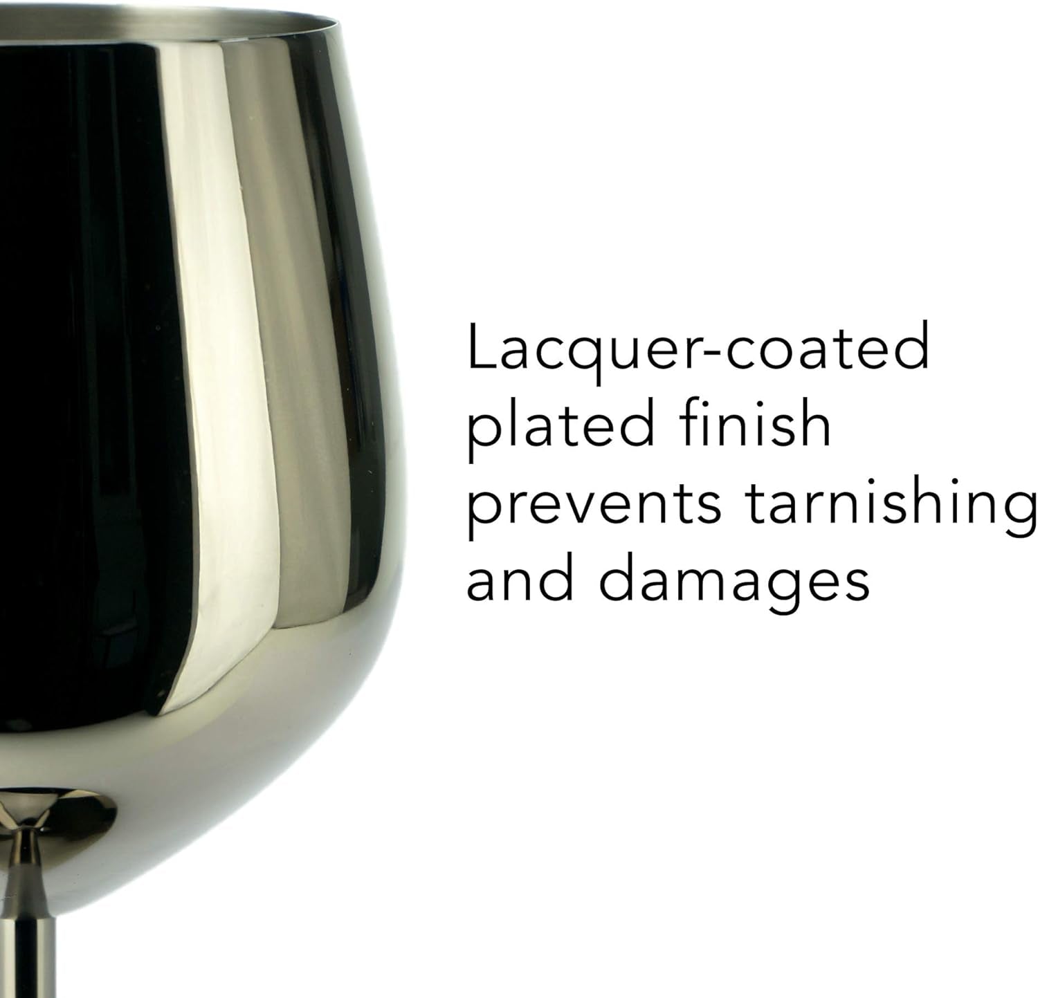 18.5 oz. Set of 4 Stainless Steel Wine Glasses - Black Unbreakable Stem Metal Wine Goblets