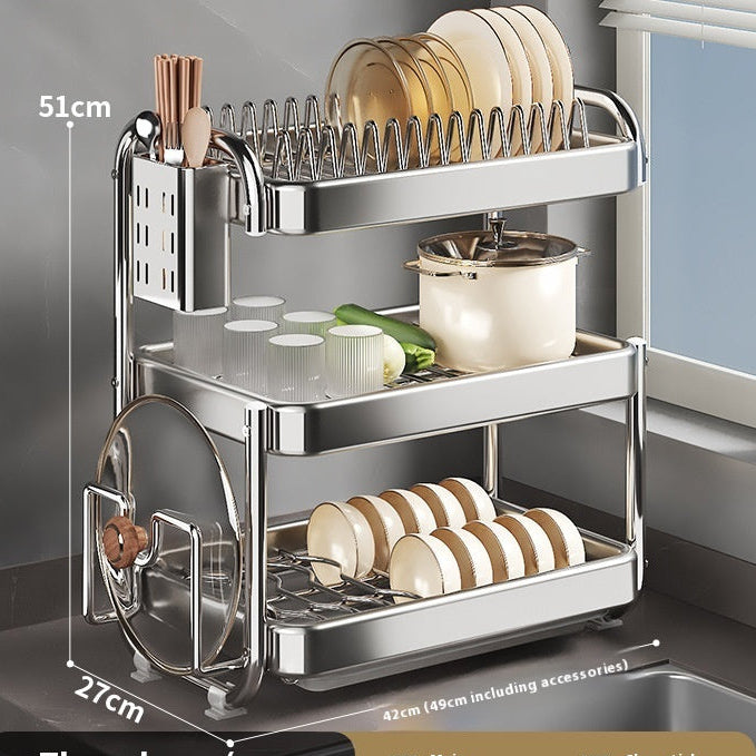 Stainless Steel Dish Storage Rack Draining Plate Rack