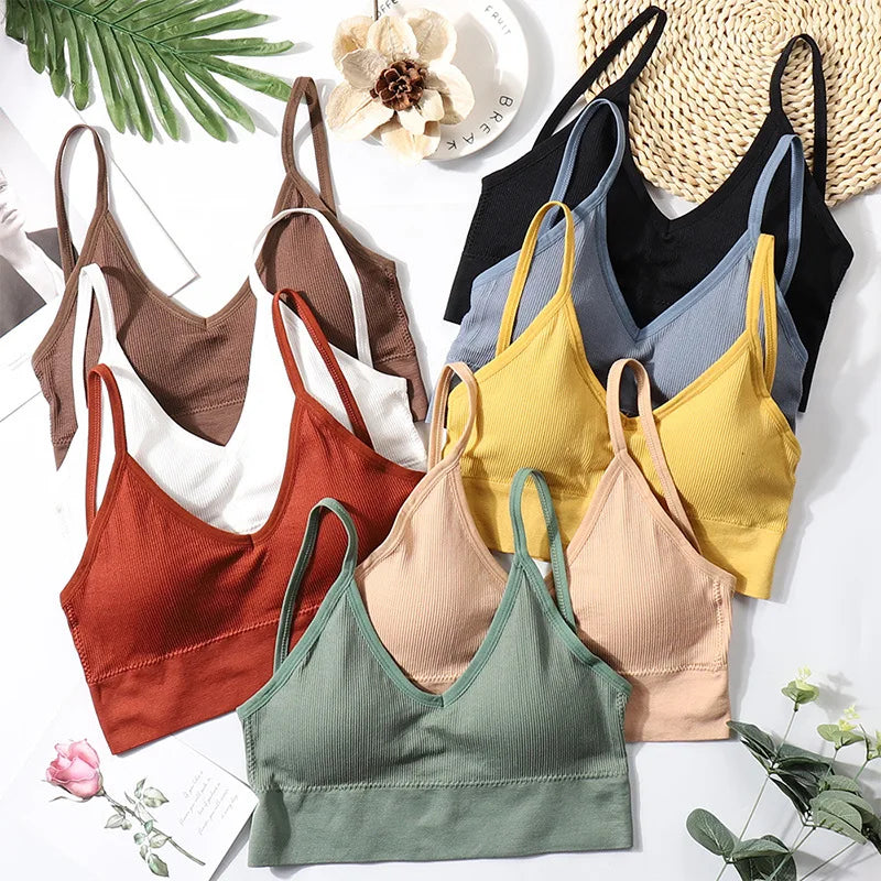Women Bras Tube Top Seamless Underwear U Back Cropped Top Active Bra Fitness Top Lingerie Women Top Removable Pad