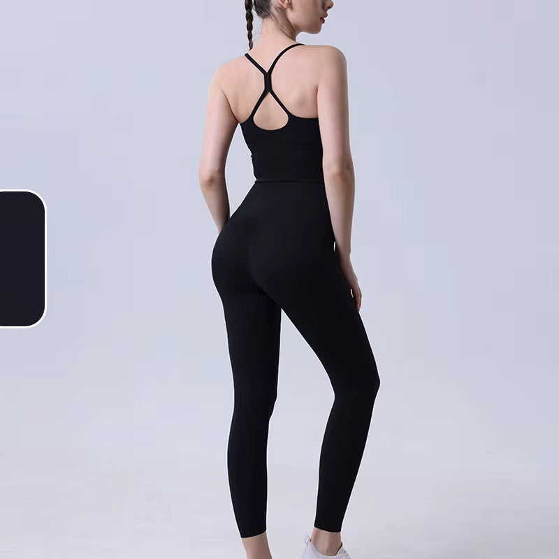 2 Piece Yoga Clothes Women'S Tracksuit Athletic Wear Pilates Fitness Suit Gym Workout Push up Clothes Sports Bra Leggings Suit