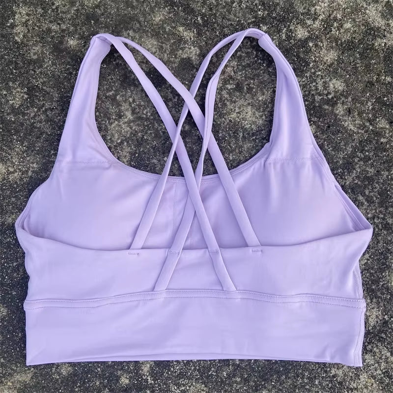 Solid Color Women Cross Back Fitness Top